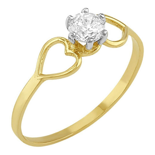 Anillo Solitario Para Niña Elaborado En Oro 10 K + Obsequio