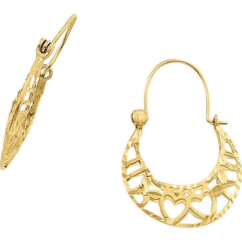 Arracadas Canasta Corazones 2.5x1.8 Cm  Oro 10 K + Obsequio