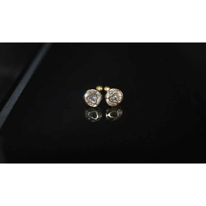 Broqueles Corazón Resaltado 6 Mm Oro De 10 K + Obsequio