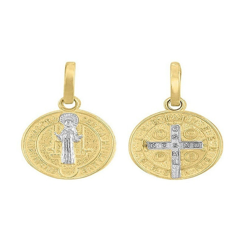 Kit Cadena Medalla Mini San Benito En Oro De 10 K + Obsequio