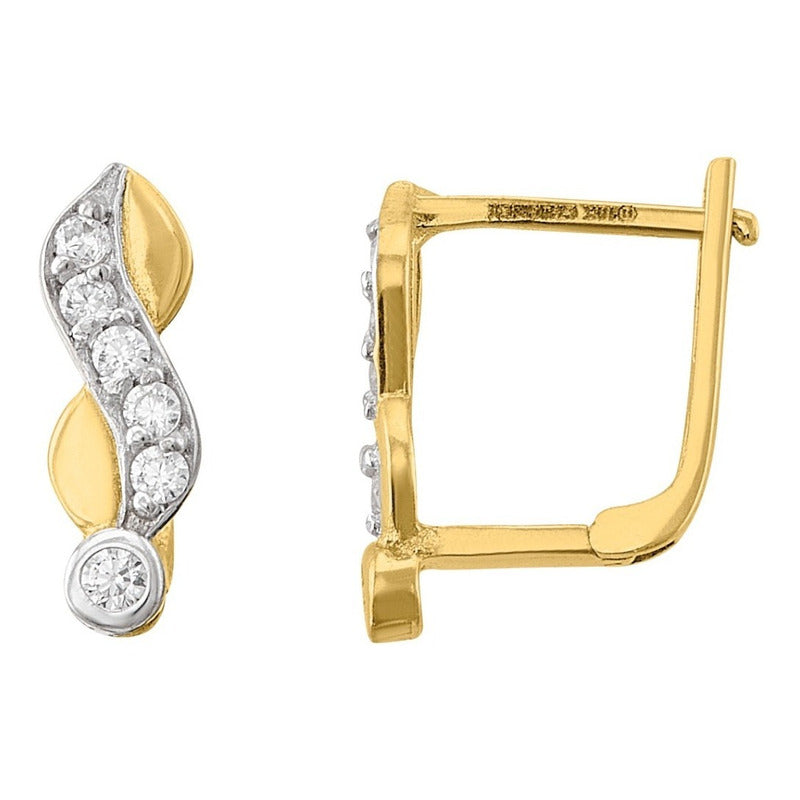 Aretes Infinito Con Circonias En 2 Oros 10 K + Obsequio