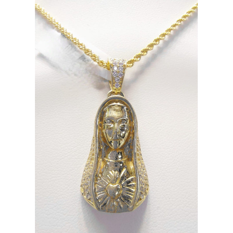 Dije Virgen Sagrado Corazón Oro 10 K. + Obsequio