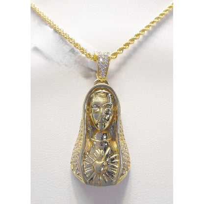 Dije Virgen Sagrado Corazón Oro 10 K. + Obsequio