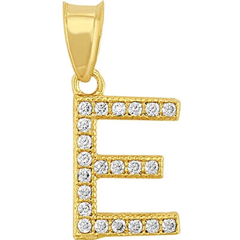 Dije Inicial E Con Zirconias En Oro De 10 K + Obsequio