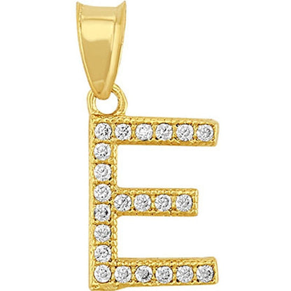 Dije Inicial E Con Zirconias En Oro De 10 K + Obsequio
