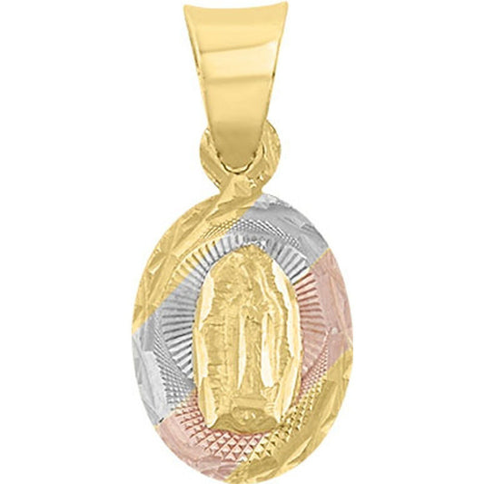 Medalla Guadalupe Oval Mini 3 Colores En Oro De 10 K + Obseq