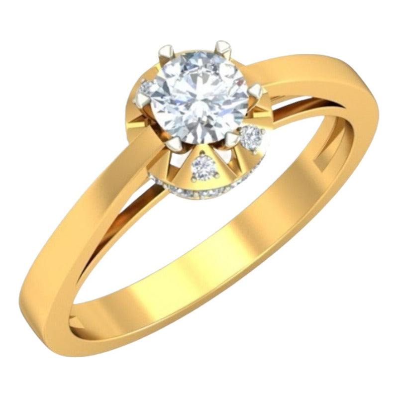 Anillo Solitario Cubierto Zirconias Oro 18 Kilates