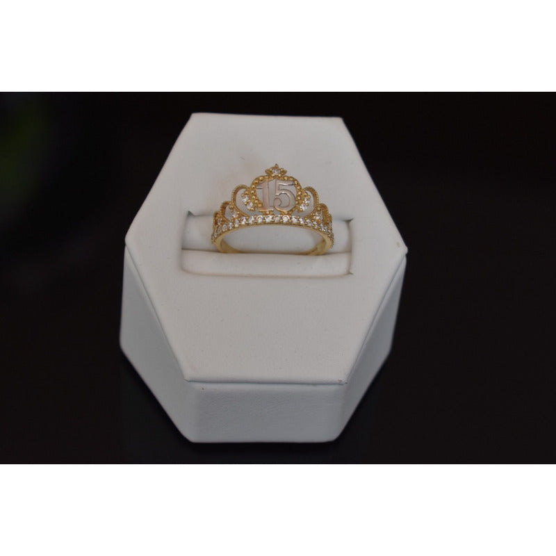 Anillo Corona Xv Años Oro 10 K + Obsequio + Envio