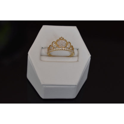 Anillo Corona Xv Años Oro 10 K + Obsequio + Envio
