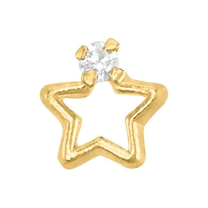 Broqueles De Estrella Con Zirconia En Oro De 14 Kilates