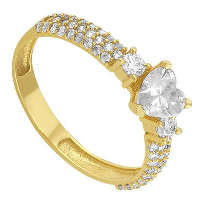 Anillo Solitario Con Zirconia De Corazon En Oro De 10 K