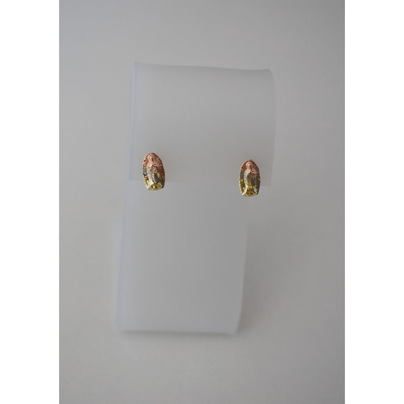 Broqueles Virgen Guadalupe 3 Oros De 10 K + Obsequio