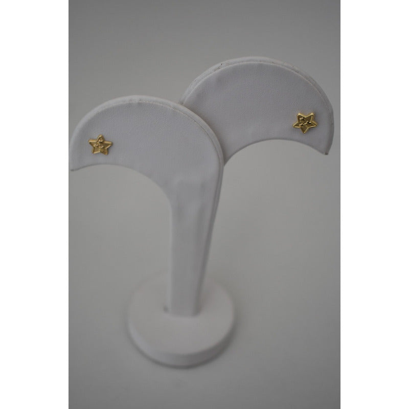 Broqueles Estrella Mate Para Bebé 5mm Oro De 10 K