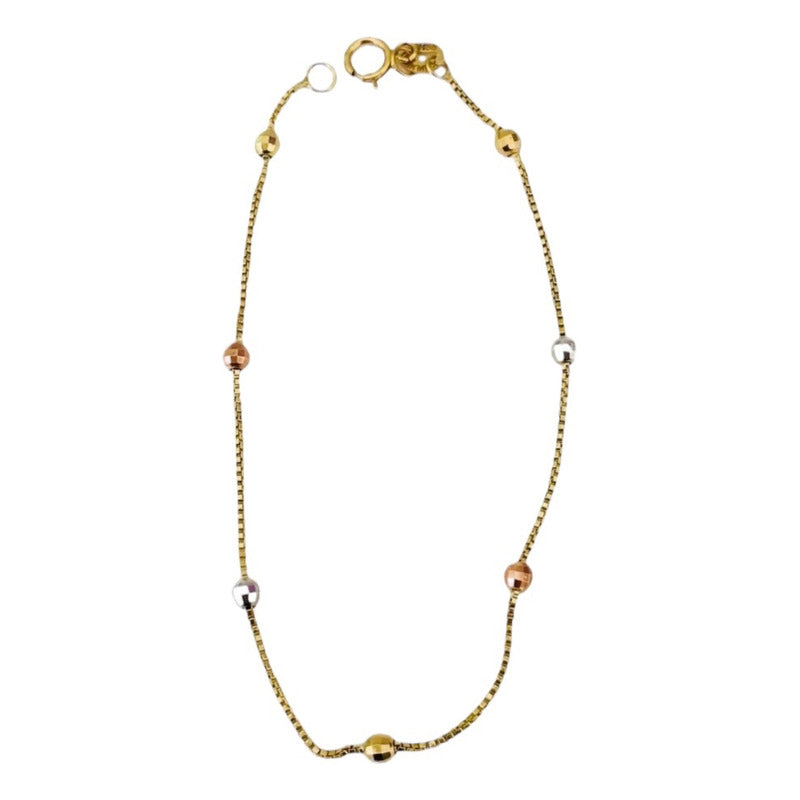 Pulsera De Bolitas En Oro De 10 Kilates + Obsequio