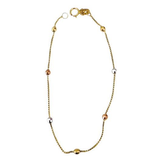 Pulsera De Bolitas En Oro De 10 Kilates + Obsequio