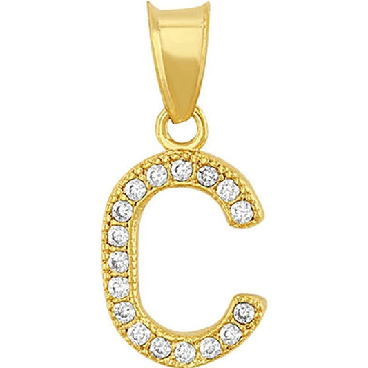 Dije Inicial C Con Zirconias En Oro De 10 K + Obsequio