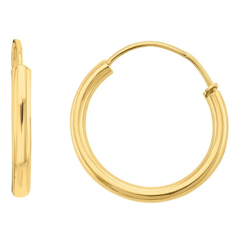 Arracadas Tubulares Lisas 1.3 Cm Oro 10 K + Obsequio