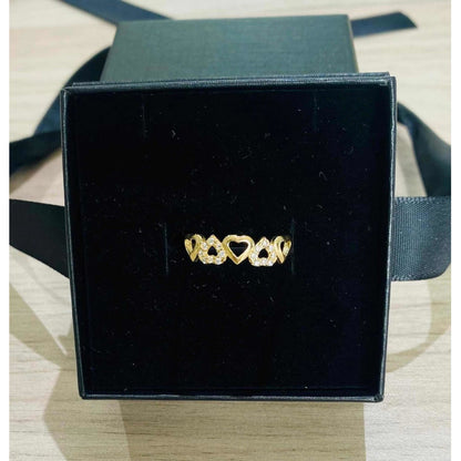 Anillo Corazones Con Circonias Oro 10 K + Obsequio