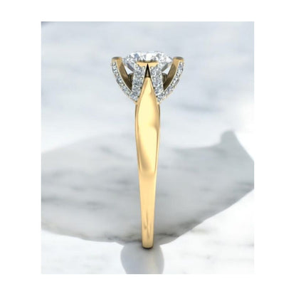 Anillo Solitario Corona V Oro 14 Kilates