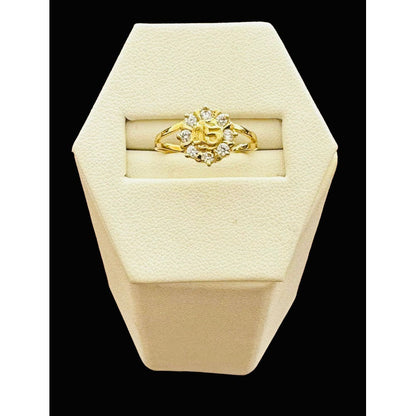 Anillo Roseta De Xv Años En Oro De 10 K + Obsequio + Envio