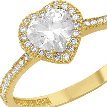 Anillo Solitario Corazón Elaborado En Oro De 10 K + Obsequio