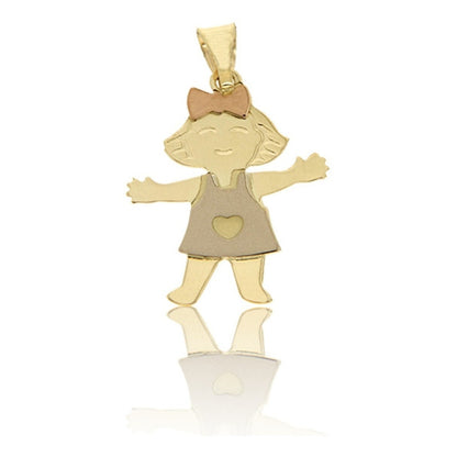 Kit Cadena Con Dije Niña 3 Oros 14 K + Obsequio