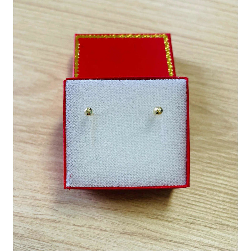 Broqueles Hongo Recto Para Bebé 4 Mm Oro De 14 K + Obsequio