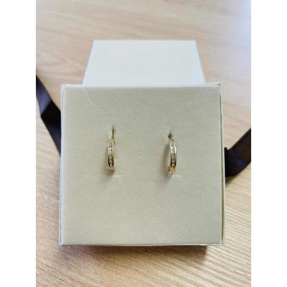 Aretes Huggies Circonias Oro 10 K + Obsequio + Envio