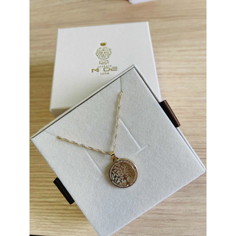 Kit Cadena Con Dije Arbol De La Vida Oro 10 K  + Obsequio