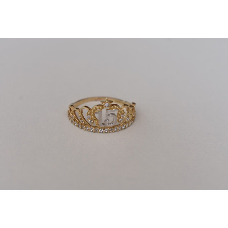 Anillo Corona Xv Años Oro 10 K + Obsequio + Envio
