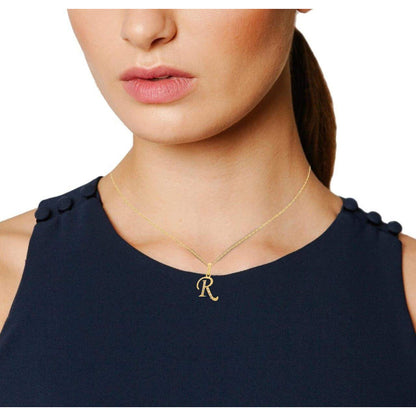 Dije Inicial Letra R Con Circonias Oro 14 K + Obsequio