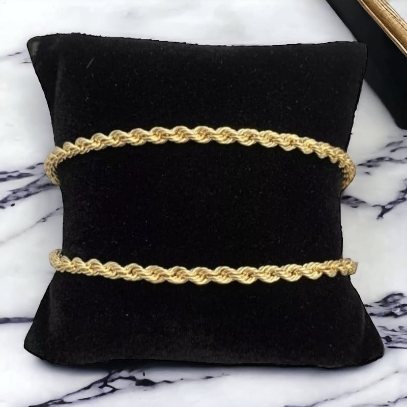 Set Torzal Cadena 65 Cm + Pulsera 18 Cm X 4 Mm Oro 14 K.