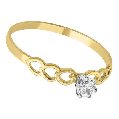 Anillo Solitario Corazones En Oro De 14 K + Obsequio + Envio