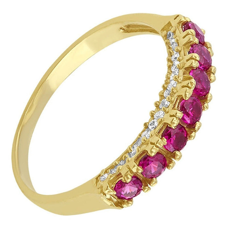 Anillo Churumbela Piedra Roja Oro De 10 K + Obsequio