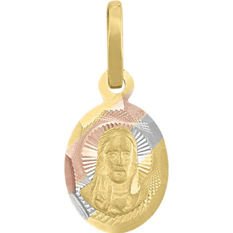 Medalla Mini Oval Sagrado Corazón En Oro De 10 K + Obsequio