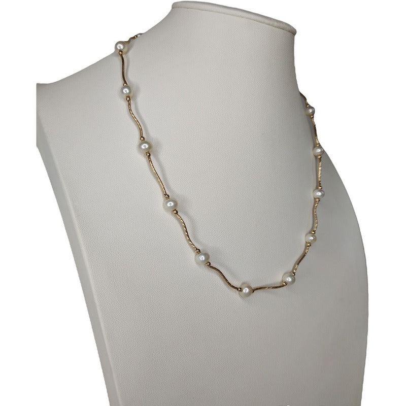 Juego De Collar, Aretes Y Pulsera Elaborados En Oro De 14 K