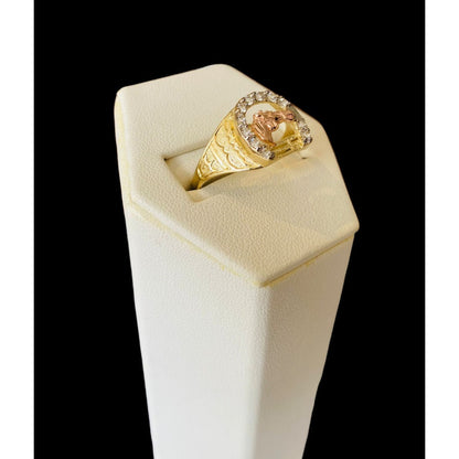 Anillo Caballero Herradura Con Caballo Oro 10 K