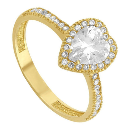 Anillo Solitario Corazón Elaborado En Oro De 10 K + Obsequio
