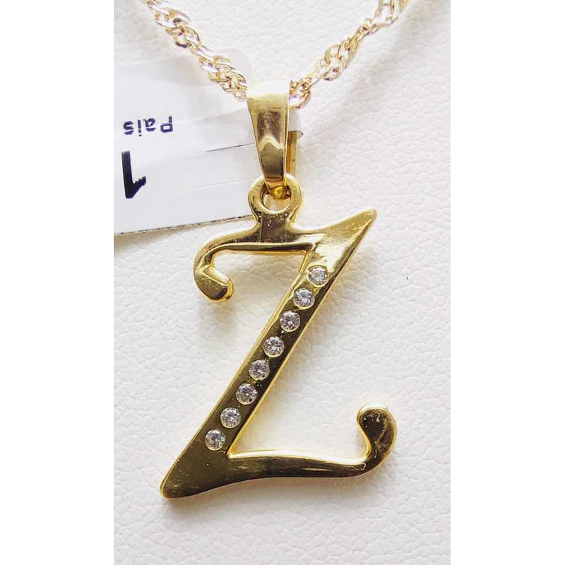 Dije Inicial Letra Z Con Circonias Oro 14 K + Obsequio