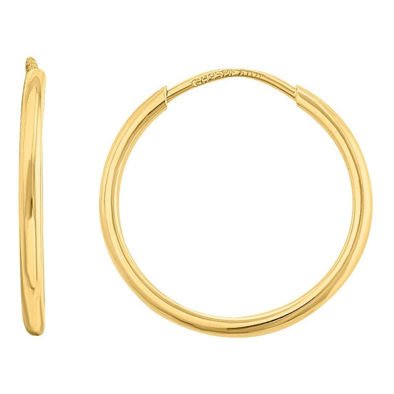 Arracadas Tubulares Lisas 1.5 Cm Oro 10 K + Obsequio