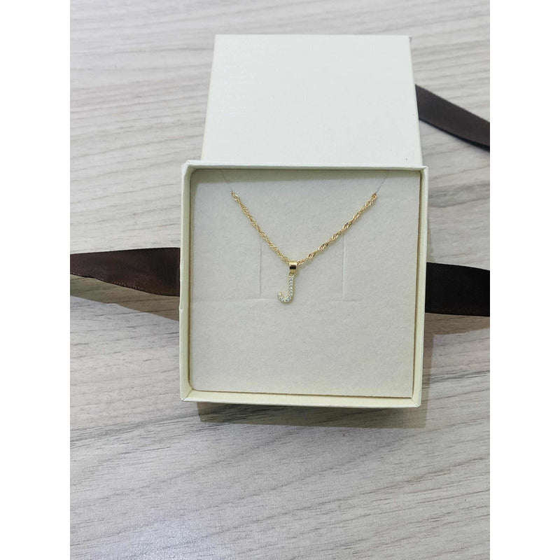 Kit Cadena Con Letra J Piedras Oro  10 K + Obsequio