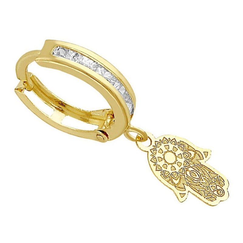 Huggies Mano De Fatima Laser En Oro De 10 K + Obsequio