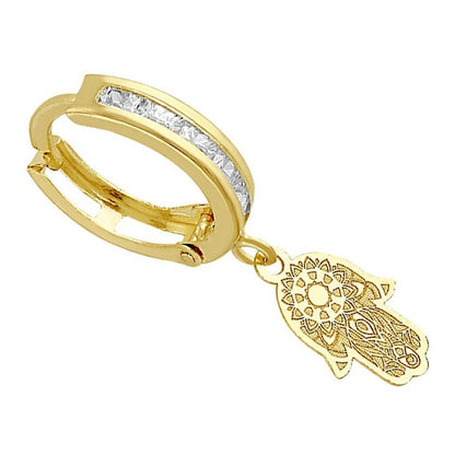 Huggies Mano De Fatima Laser En Oro De 10 K + Obsequio