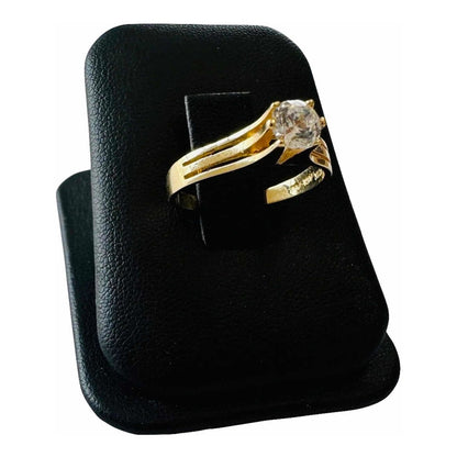 Anillo Compromiso Líneas Circonias Oro 14 K + Obsequio