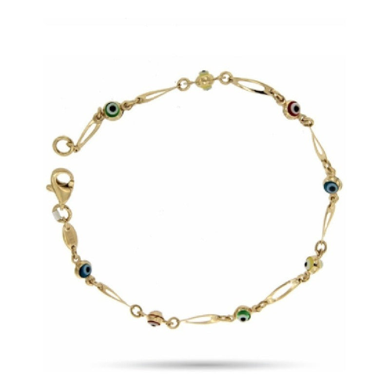 Pulsera De Ojos Turcos Oro 14 K + Obsequio