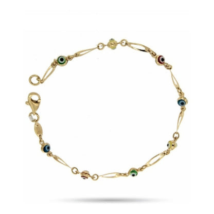 Pulsera De Ojos Turcos Oro 14 K + Obsequio