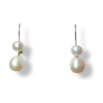 Aretes De Palanca Con Perla Elaborados En Oro De 14 K + Obse