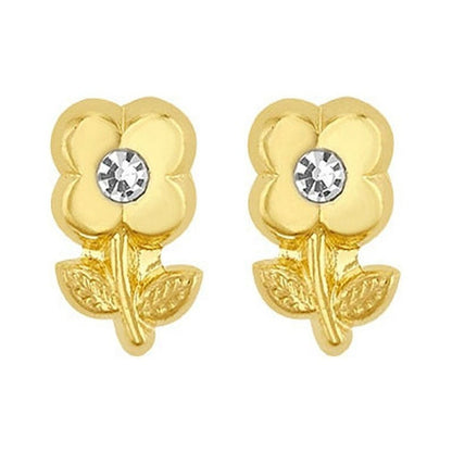 Broquel Flor 4 Petalos En Oro De 10 K + Obsequio +envío