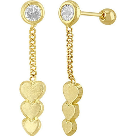 Broquel 3 Corazones En Oro De 10 K + Obsequio + Envío