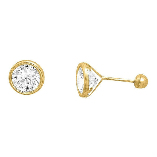 Broqueles Biselado 5 Mm Oro De 14 K +